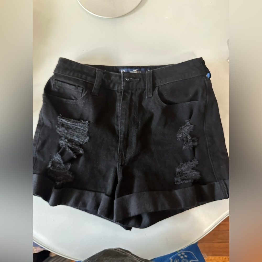Hollister Black Distressed Jean Shorts